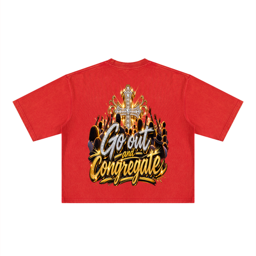 Go and Congregate Unisex Heavyweight Mineral Wash Boxy T-Shirt