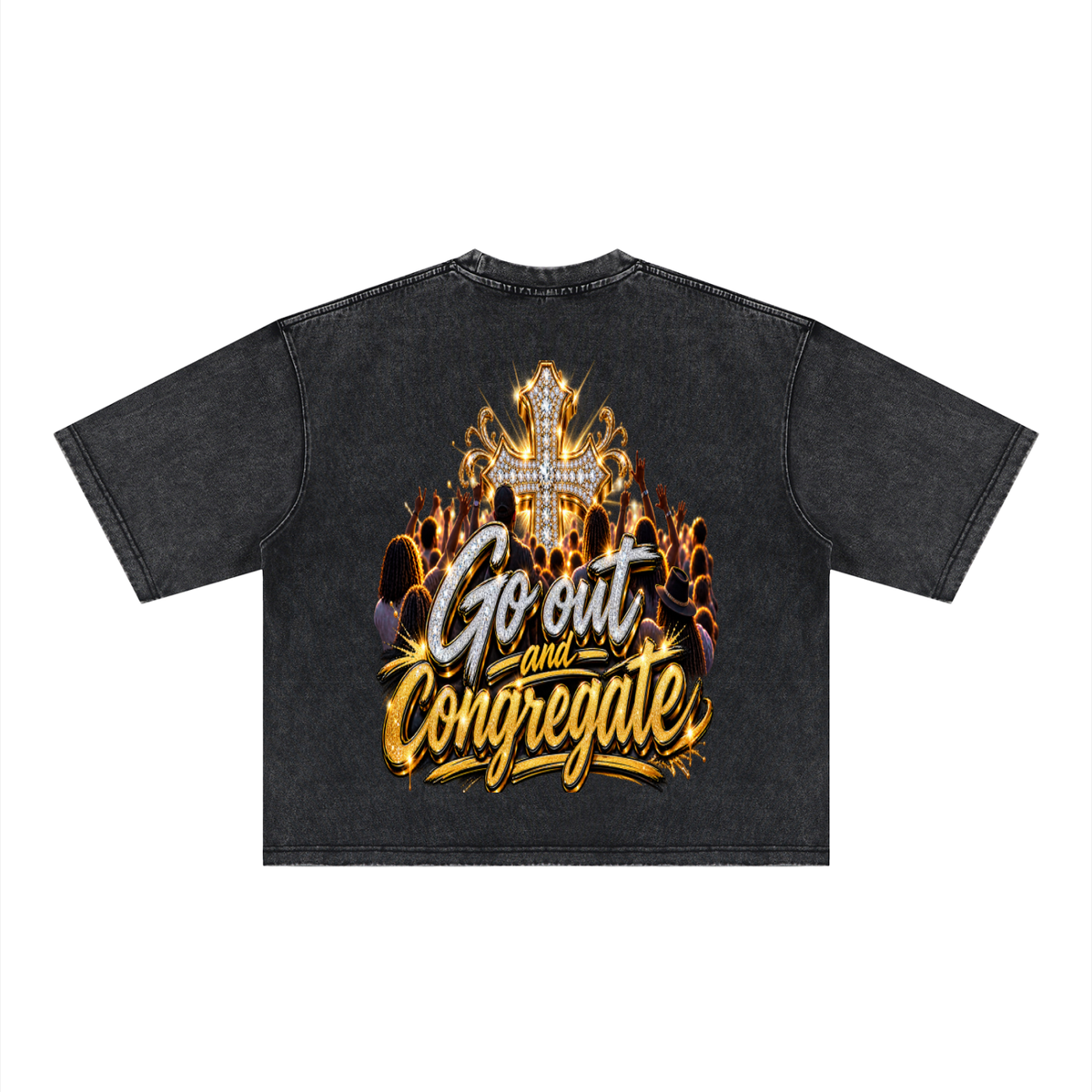 Go and Congregate Unisex Heavyweight Mineral Wash Boxy T-Shirt