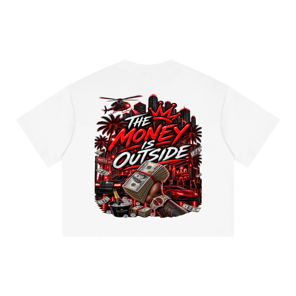 Money Outside Unisex Boxy Drop Shoulder Crop T-Shirt